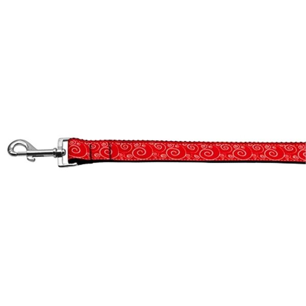 Mirage Pet Products Red & White Swirly Nylon Dog Leash0.38 in. x 6 ft. 125-089 3806
